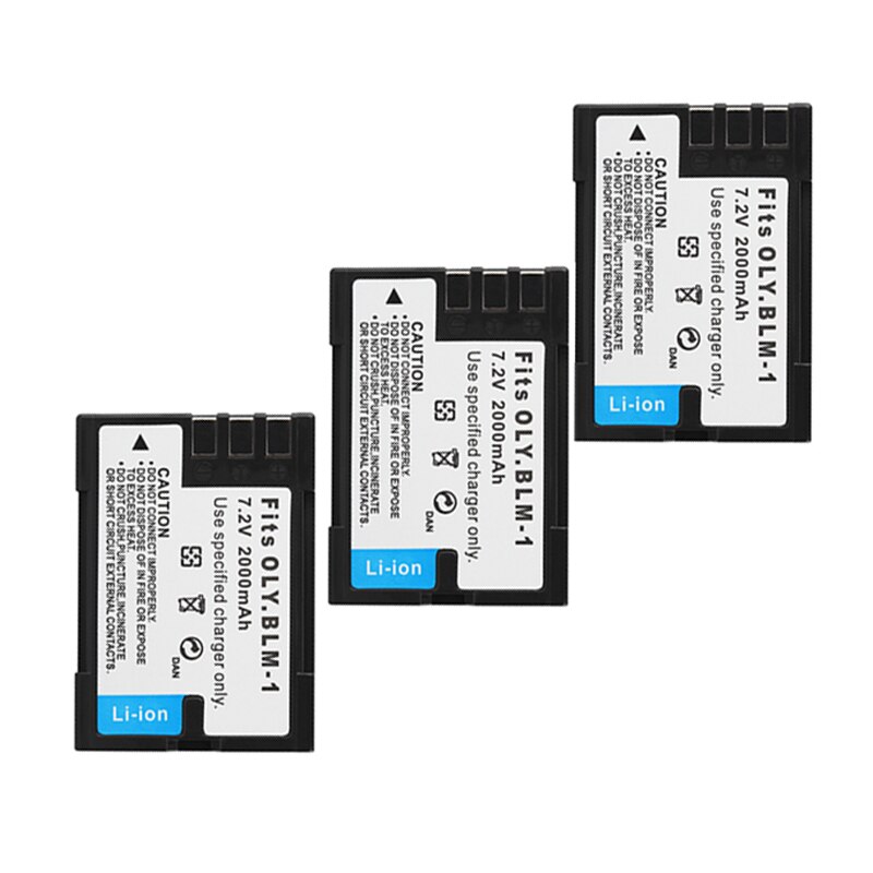 Ps-blm 1 batterikamera 2000 mah til olympus c -5060 c-7070 c-8080 e-30 e-300 e-330 e-500 e-510 e-520 e3 e30 blm 1 8.4v lader: 3 stk batteri
