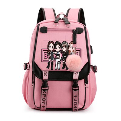 Oxford Women's Backpack Bag USB Interface School Backpacks Large Capacity Outdoor Travel Bag For Middle School Students: PINK