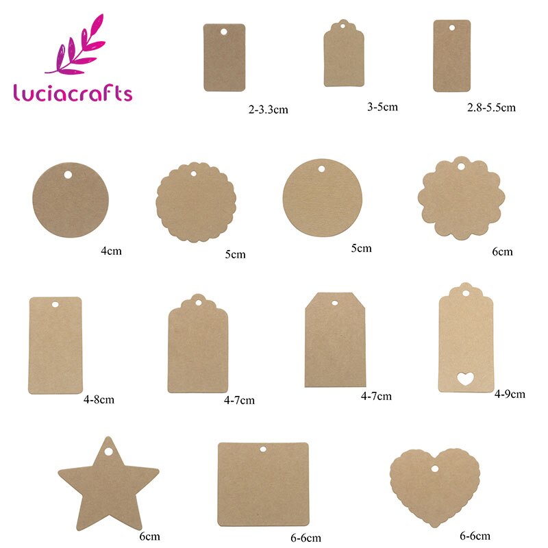 Lucia crafts 48 st/lot multi styles kraftpappersetiketter för gör-det-själv bröllop dekoretiketter prislappar bagagelappar namnlappar  i0816