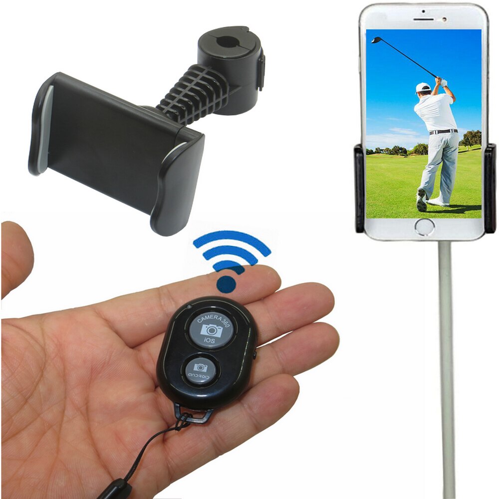 Golf Swing Holder Recorder with Camera Shutter Bluetooth Remote Control