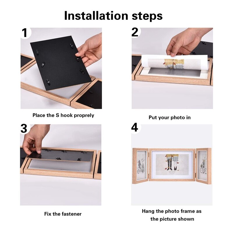 Rustic Picture Frames Triple Hinged Picture Frame Display 4X6 and 5X7 Pictures for Desktop or Tabletop 1 Pack