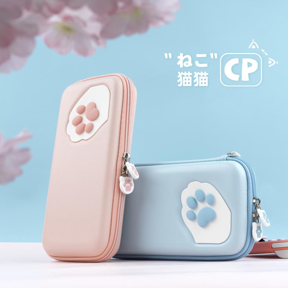 Pink Cute Cat Paw Case for Nintend Switch - Portable Hardshell Slim Travel Carrying Case fit Switch Console & Game Accessories