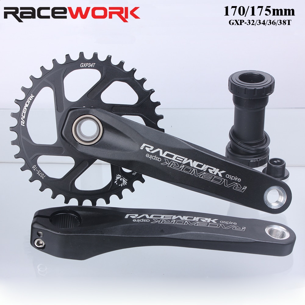 RACEWORK Crankset 170/175mm Mountain Bike Chainring 32/34/36/38T Narrow Wide MTB Bicycle Crank Set For SRAM GXP SHIMANO