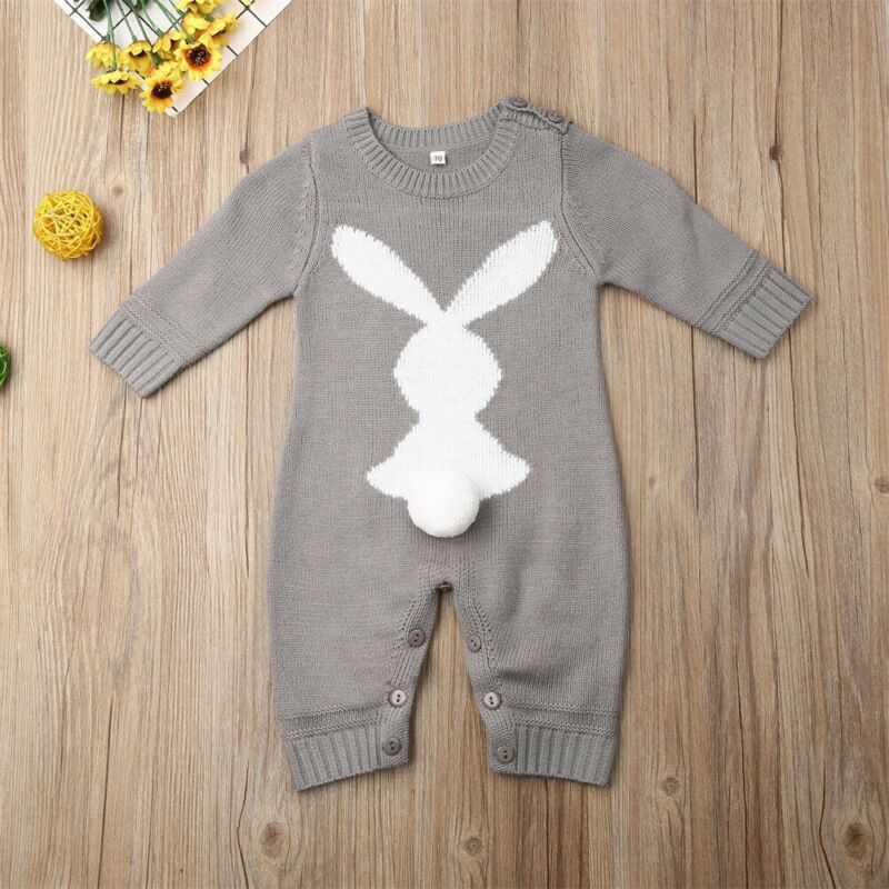 Brand Newborn Baby Boy Girl Knit Wool Romper Autumn Winter Warm 3D Rabbit Jumpsuit Outfit Clothes Playsuit Jumpsuit