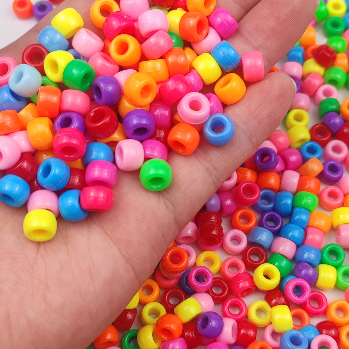 Cuentas multicolores de 6x9mm para hacer joyas, abalorios de Pony con agujero grande para manualidades de niños, pulseras de la amistad, suministros para fabricación de joyas a granel, 1000 piezas