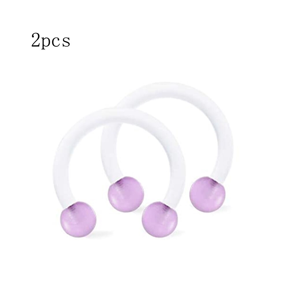 Clear Kraakbeen Earring Piercing Vazallen Flexibele Acryl Helix Hoop Neus Lip Stud Wenkbrauw Tragus Septum Hoefijzer Ring Paars: C Nose 2pcs