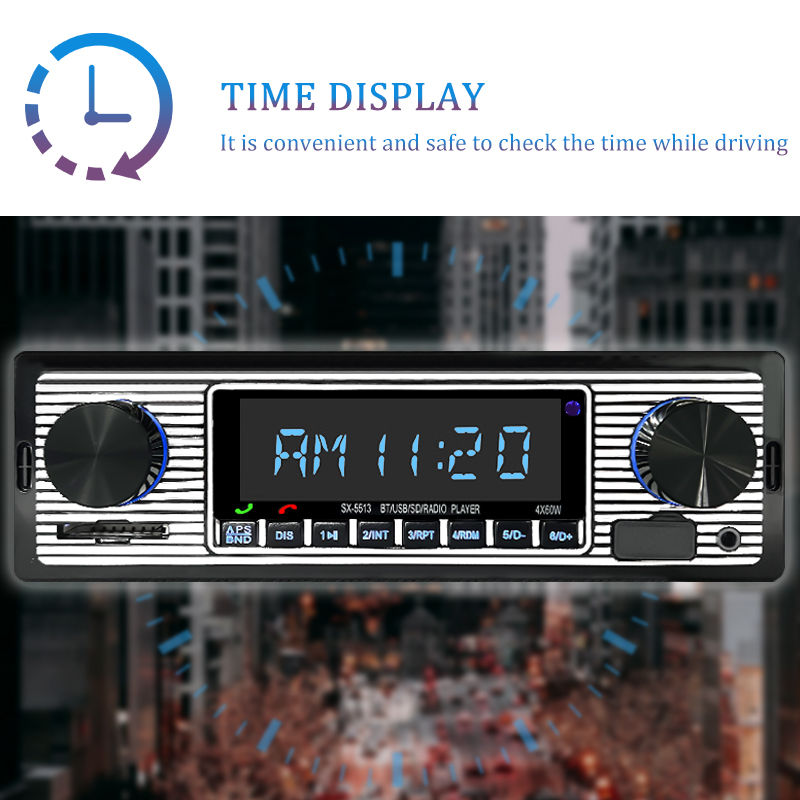 Hippcron-Radio ESTÉREO FM con Bluetooth para coche, reproductor de Audio MP3 60Wx4 para teléfono móvil, manos libres, Digital, USB/SD, entrada auxiliar en el tablero, 1 DIN
