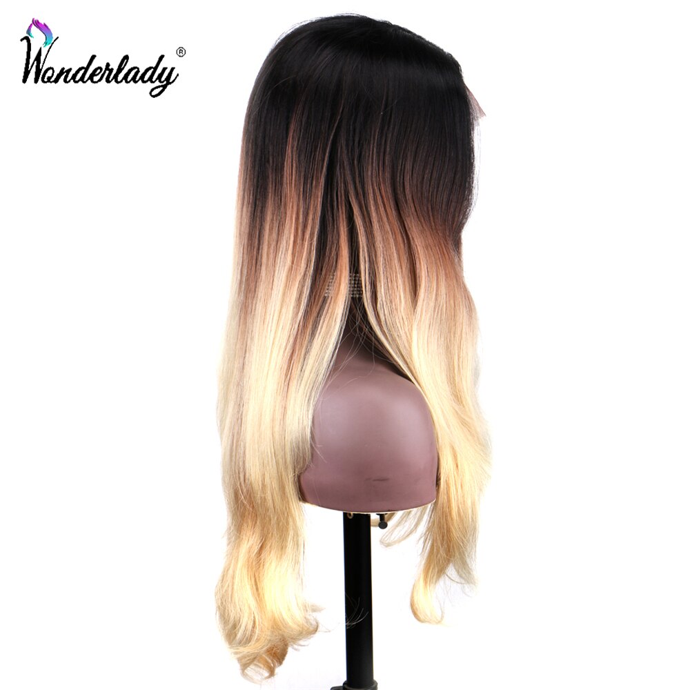 Wonderlady Lange Golvende Kant Pruiken Voor Vrouwen 28 Inch Natuurlijke Golf Synthetische Lace Front Pruiken Ombre Kanekalon Hittebestendige Vezel