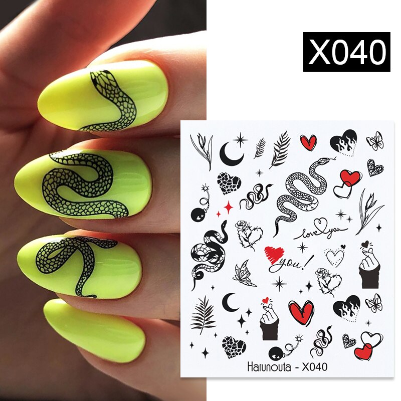 Zwart Kleurrijke Snake Designs 3D Nail Stickers Sexy Geometrische Lepard Nail Stickers Diy Nail Art Decorarion: 08