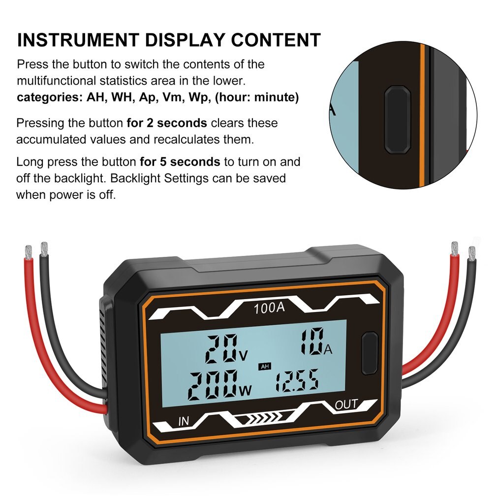 Watt Meter 100A/200A High Precision RC Watt Meter Power Analyzer Battery Voltage Amp Meter DC Power Meter Voltmeter