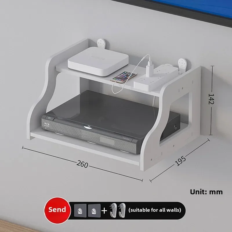 Étagère murale à 2 niveaux pour lecteur de Dvd, boîtier de télévision, étagère de routeur, étagères sans poinçon, support de rangement, support de décodeur, support de salon