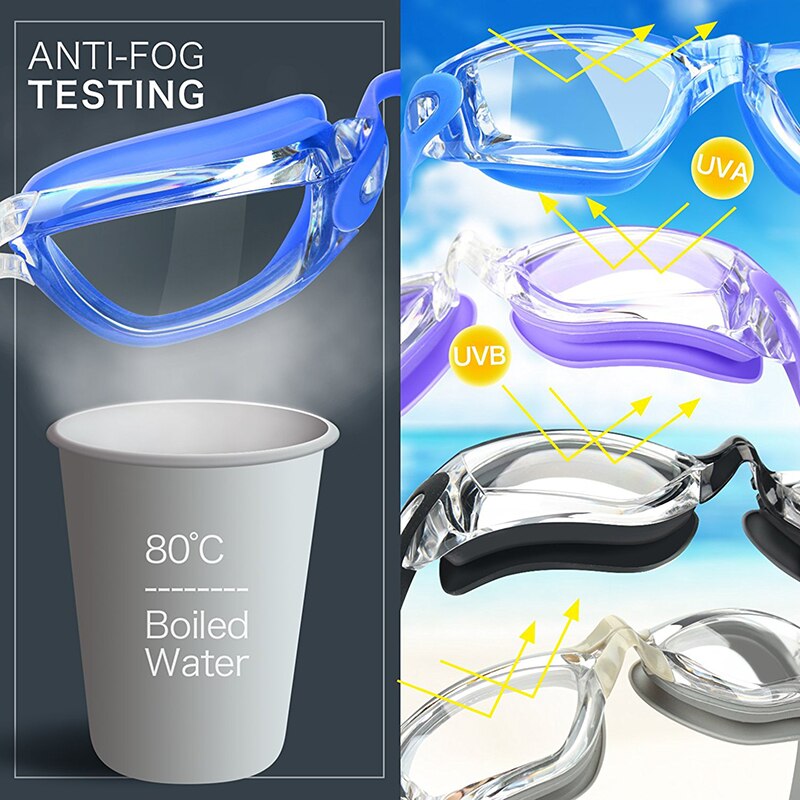 Gafas de natación profesionales, gafas de natación con tapones para los oídos, Clip para la nariz, lentes de sol de silicona resistentes al agua, superventas