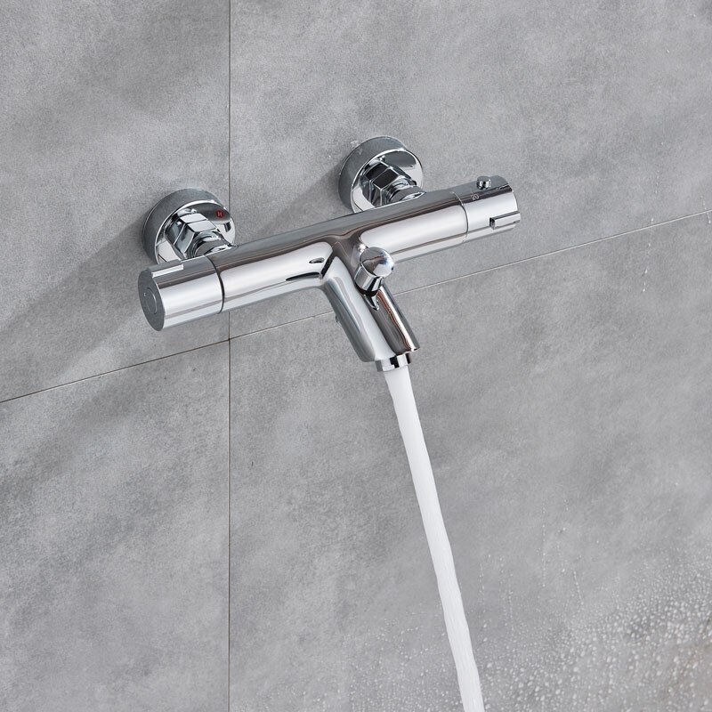 Chrome Bathroom Thermostatic Mixing Valve Cold Water Mixer Bathtub Faucet Replace Shower Valve