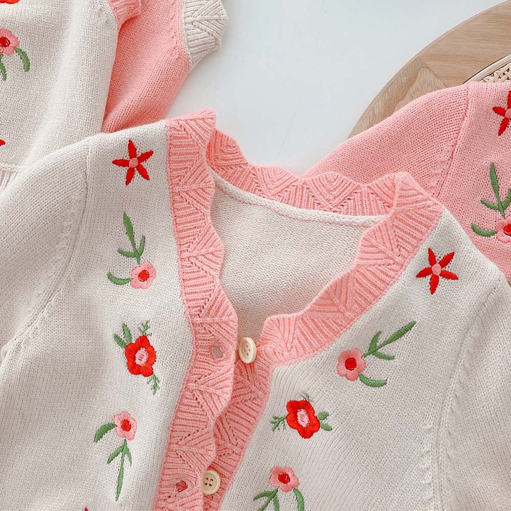 Peuter Meisje Trui Bloem V-hals Gebreide Lente Herfst Kids Vest Prinses Verjaardag Kinderen Kleding