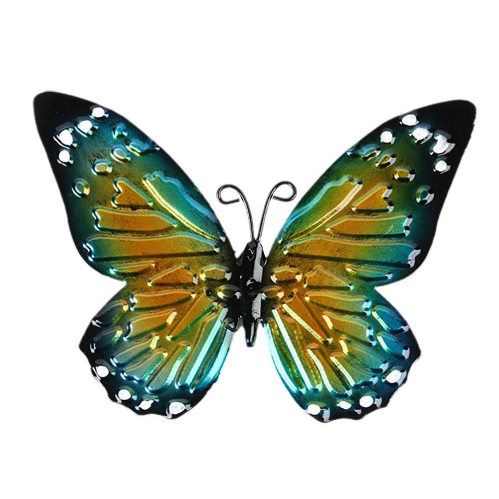 3D Metal Butterfly Decor Inspirational Sculpture Wall Deco For Outdoor Garden Decoration Animal Miniatures Statues Artwork 2022