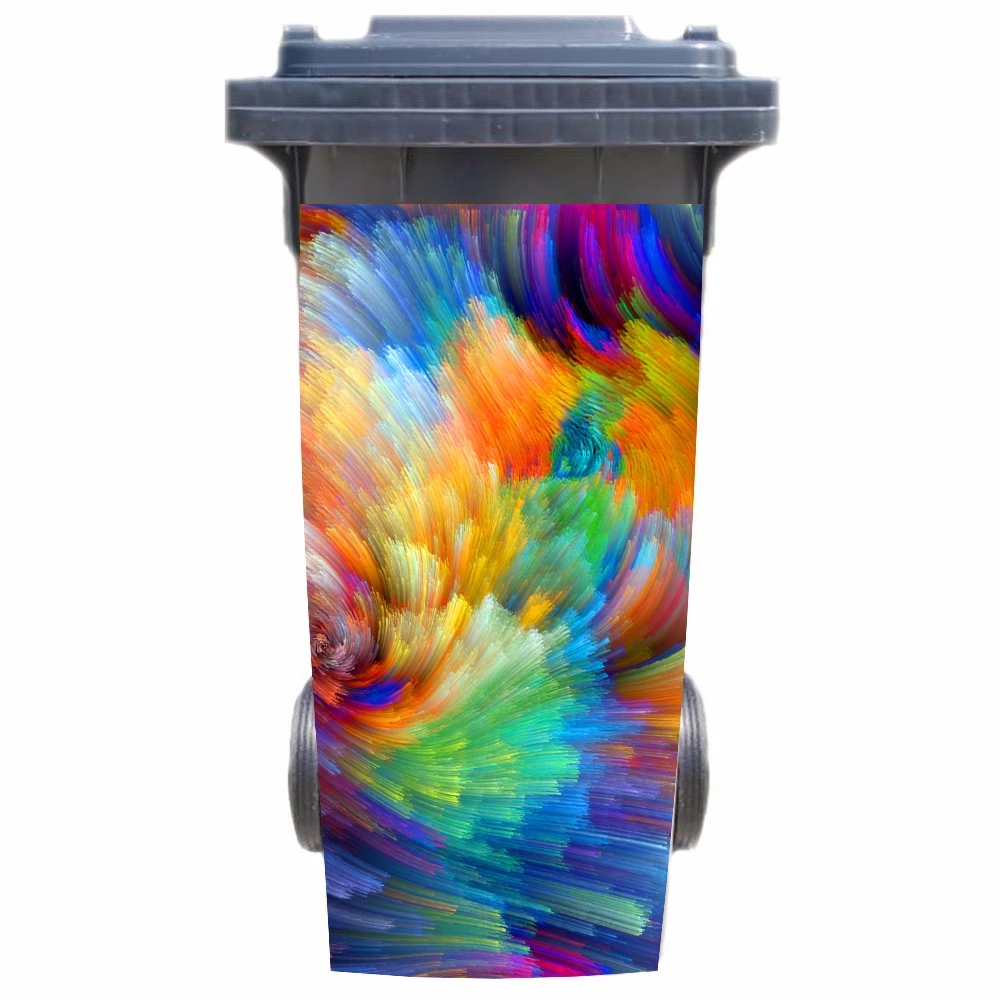 DIY 3D Colorful drawing removable Waterproof Sticker Decals Rubbish bin trash can Cover sticker poster 120liter 240liter