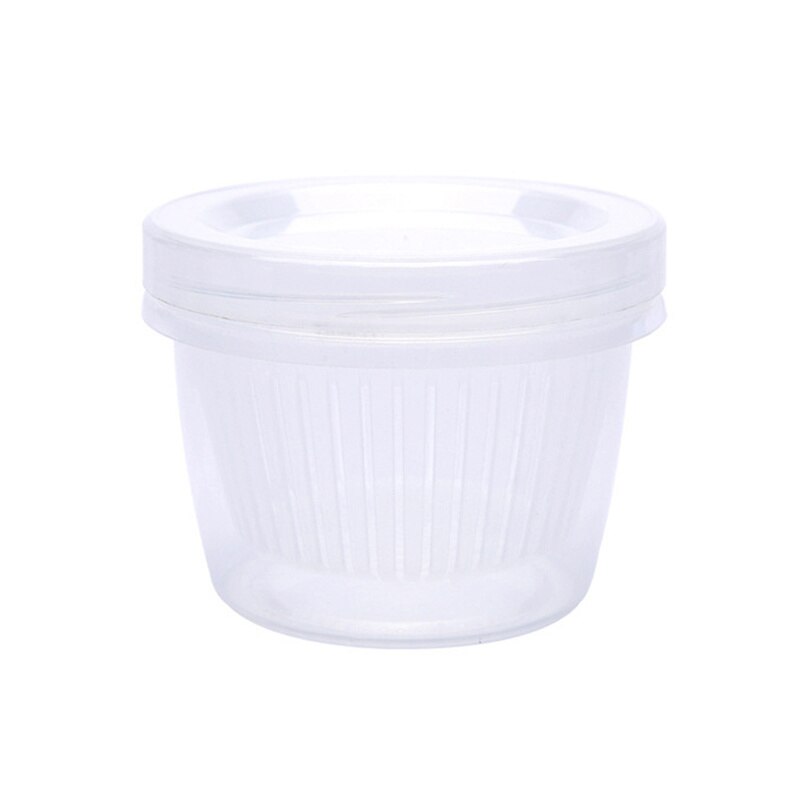 2 lag løg ingefær hvidløg mad plast opbevaringsboks rund gennemsigtig drænforsegling stabelbar mini skål køkken køleskab container