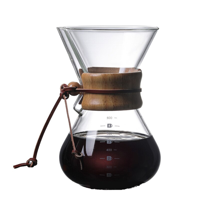 Glass Coffee Pot With Stainless Steel Filter High-Temperature Resistant Coffee Pot Espresso Coffee Machine Graduated Coffeeware: 600ml B