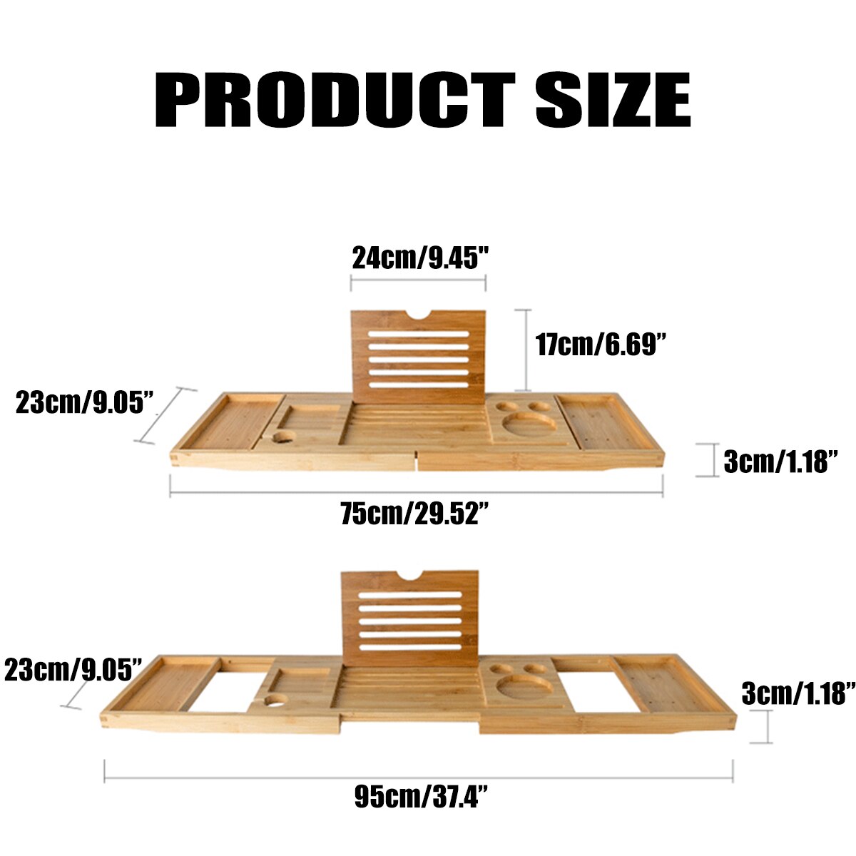 Extendable Bamboo Bathtub Tray Caddy Spa Bath Organizer Rack Bath Tray Bathroom Book Wine Tablet Holder Reading Shelf