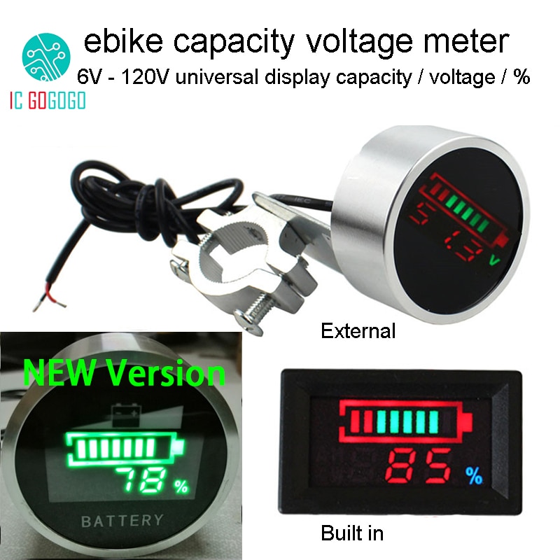 12V 24V 36V 48V 60V 72V 84V 120V eBike indicatore di capacità della batteria misuratore di tensione Display percentuale lifepo4 Li-ion piombo acido