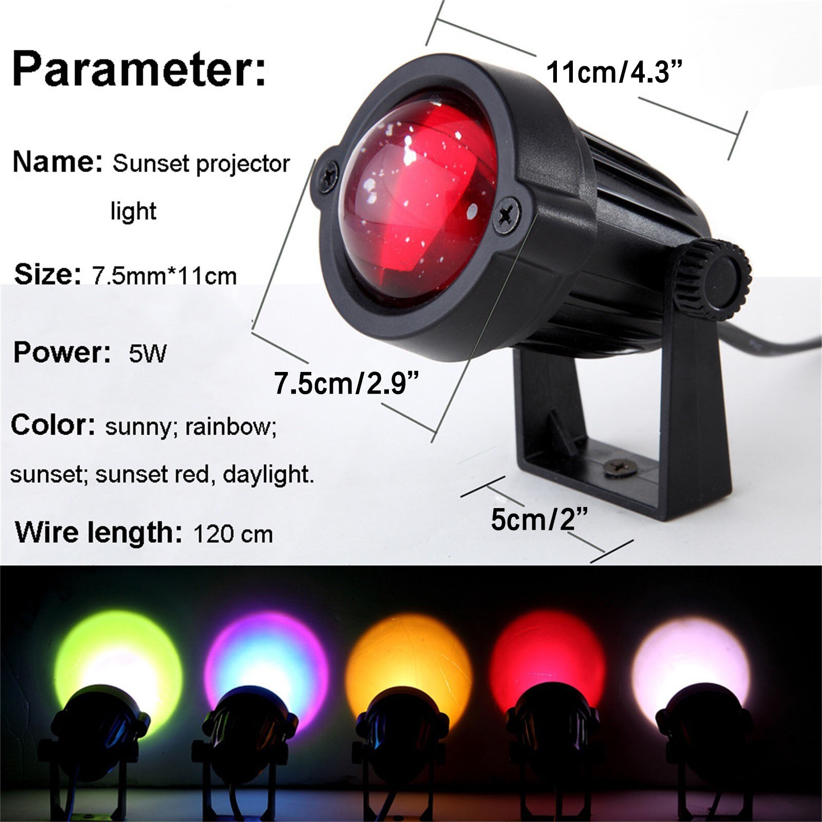 Lampada di proiezione al tramonto luci notturne a LED lampada al tramonto arredamento camera da letto USB arcobaleno proiettore atmosfera per la decorazione della barra di casa luce