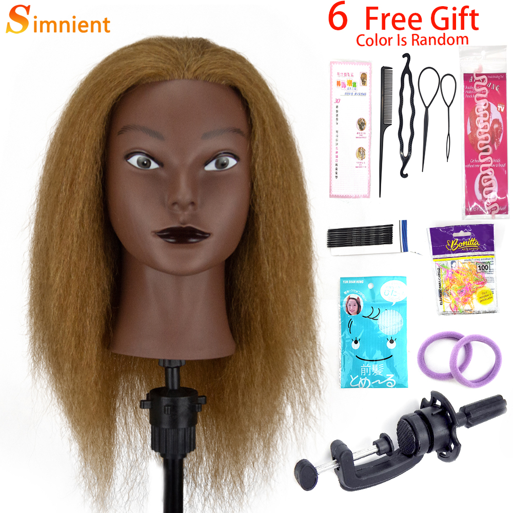 Cabezas de Maniquí Afro para trenzar muñecas de pelo Maniquí, modelo de peluquería de entrenamiento humano Real, Kit de peluquería Natural para mujeres, pelucas: Otros