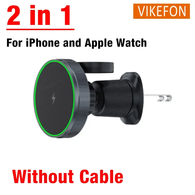 Qi2 2 in 1 magnetic wireless charger car air vent phone mount for iphone 16 15 14 13 pro max apple watch fast charging station: Orange