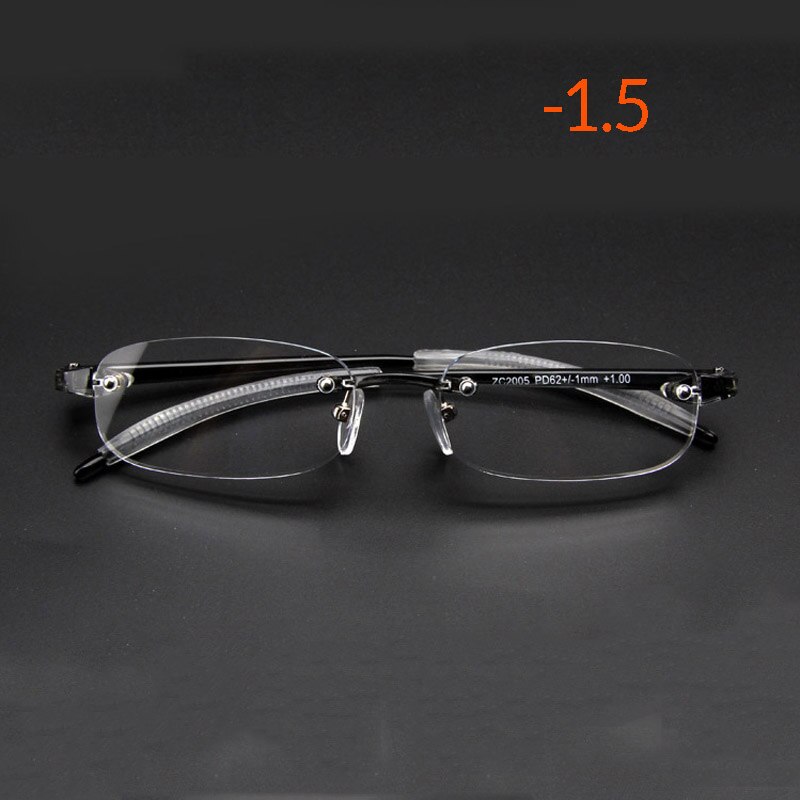 Seemfly ultralette bløde  tr90 rammeløse nærsynethed briller mænd forretninger nærsynet kortsigtede briller -1.0-1.5-2.0-2.5-3.0-3.5-4.0: Nærsynethed  -1.5