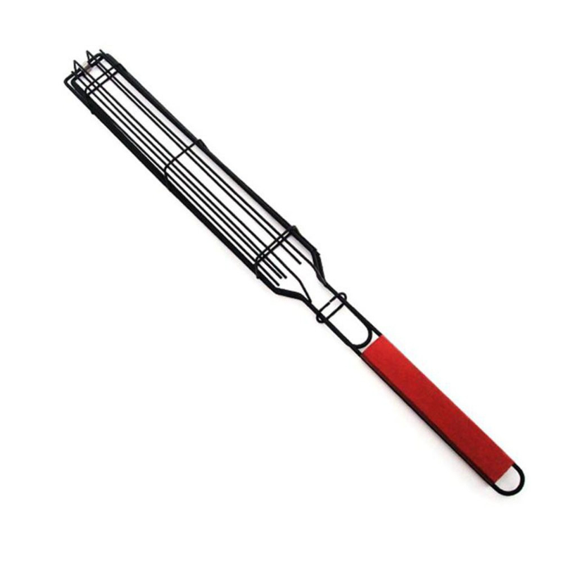 BBQ Grillen Korb Edelstahl Antihaft Grill Grill Korb Werkzeuge Grill Gittergewebe für Fleisch Hamburger BBQ Küche Zubehör: rot
