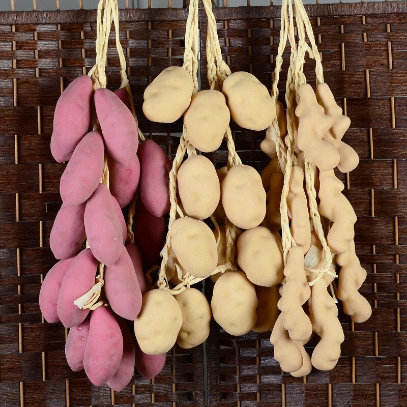 Cuerda de frutas artificiales, cuerdas de vegetales falsos para colgar, espuma de plástico para casa, cocina, decoración de granja, adorno colgante en la pared 1 cuerda