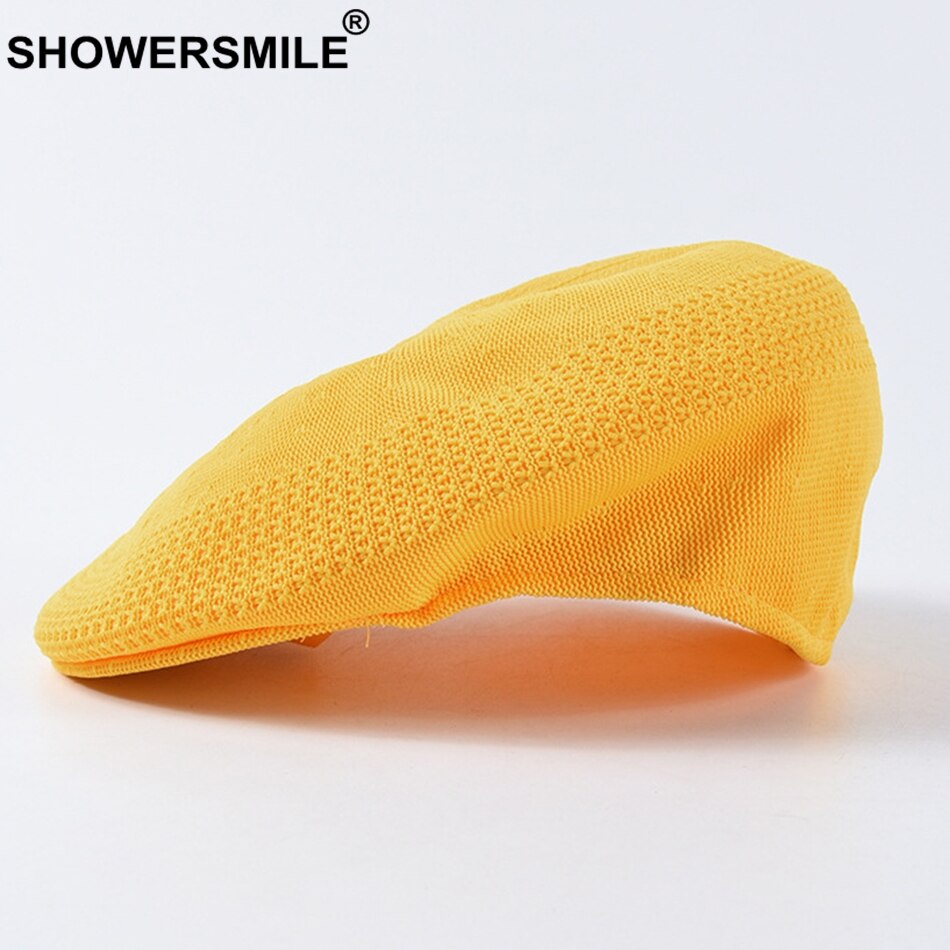 Gorra SHOWERSMILE, Boina Verde para mujer, sombrero tejido de artista, gorra plana bordada de verano para mujer, sombreros coloridos de pintor de de