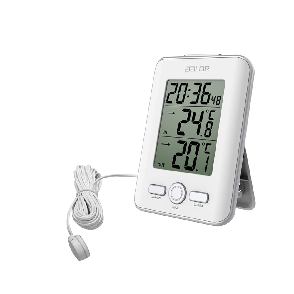 onkruid ochtendgloren studie Baldr Digitale Klok Thermometer Wired Sonde Indoor Outdoor LCD Temperatuur  Meter Max/Min Trend Pijl Alarm Snooze Klok – Grandado