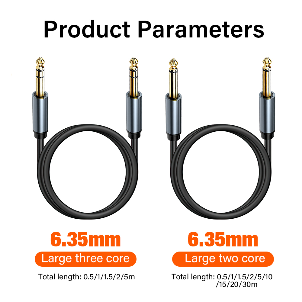 6.35 mm to 6.35 mm- instruments gitarrkabel guldpläterad 6.35mm 1/4 " hane trs  to 6.35mm 1/4 " hane trs balanserad stereoljudkabel