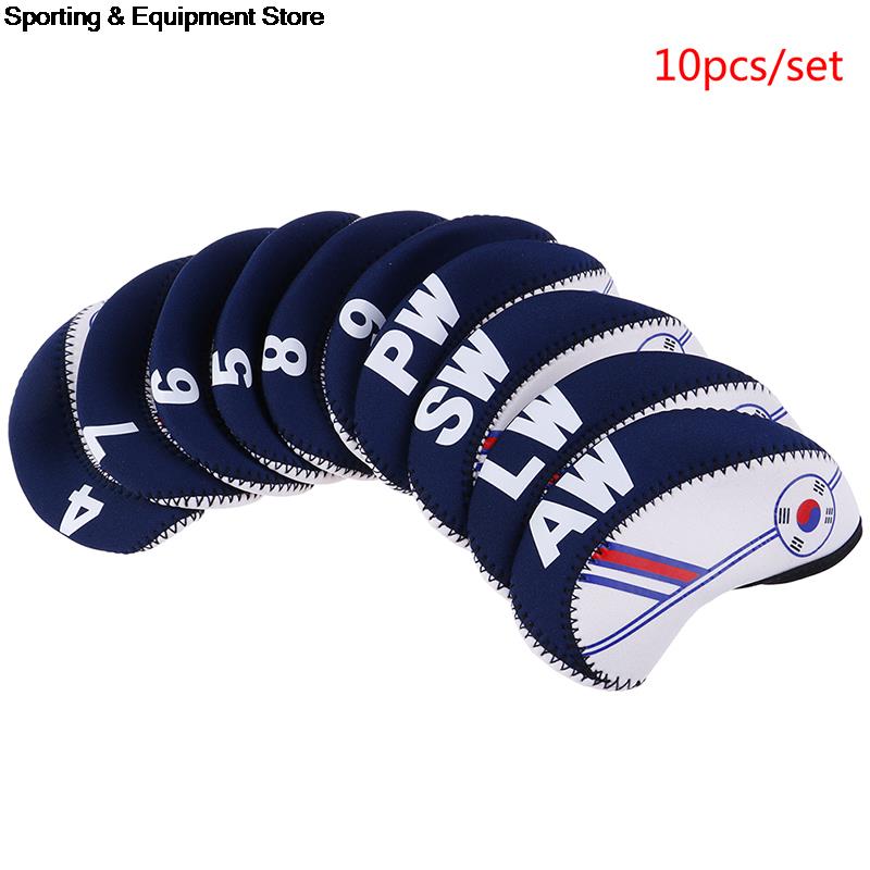 10Pcs/Set Golf Clubs Iron Pole Head Hat Sleeve Diving material Golf Rod Head Protective Cover Golf Accessories