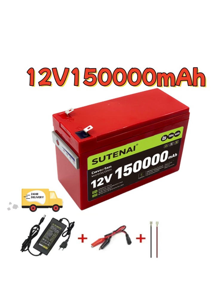 12V 150Ah 18650 Litiumbatteri Oppladbart - Solenergi Elbil + 12.6V 3A Lader: Lilla