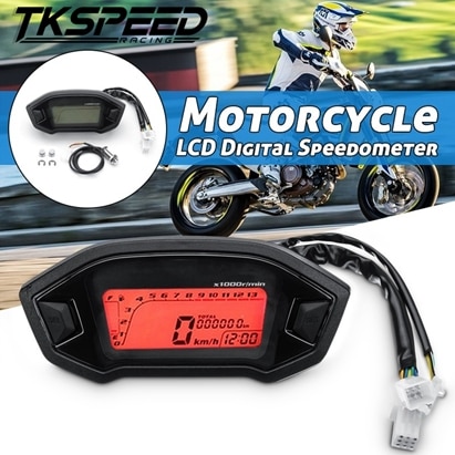 Universel Moto LCD Compteur de Vitesse Numérique Kilométrage Rétroéclairage Moto pour2, 4 Cylindres