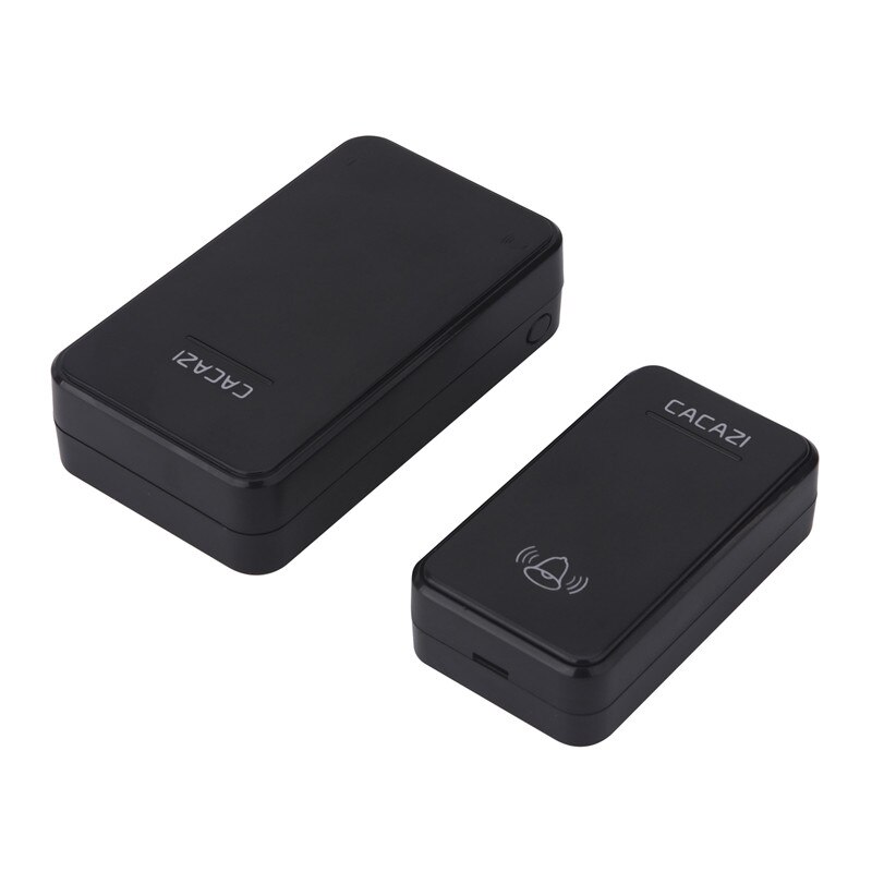 CACAZI Wireless Doorbell DC Battery Operated Waterproof 2 Button 1 Receiver Led Light Home Cordless Door Bell 48 Chime 6 Volume
