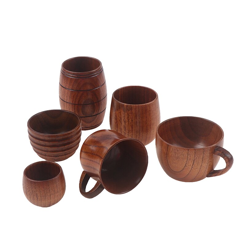 1Pc Wood Cup Natural Classical Handcrafted Beer Coffee Juice Tea Cups Tumbler