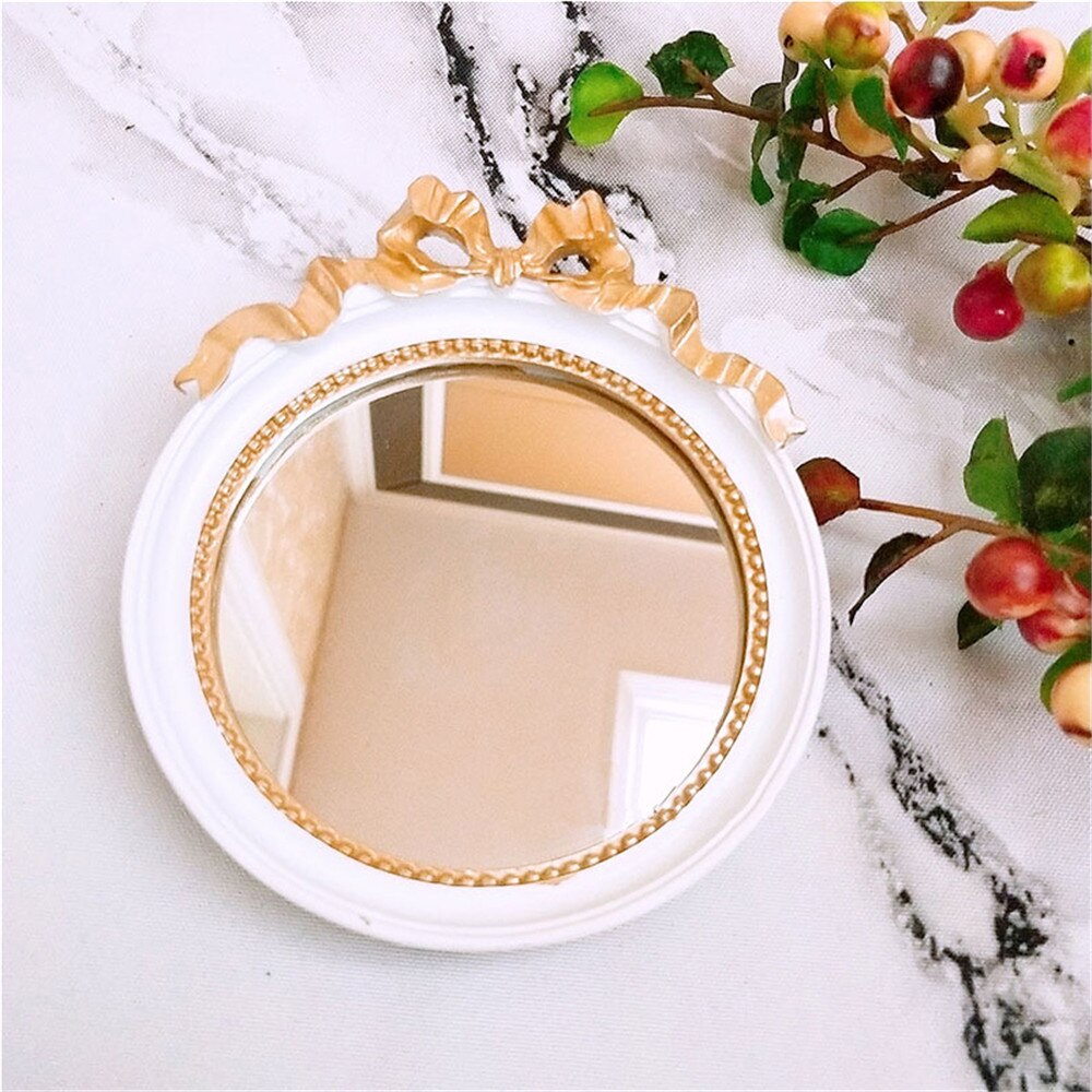 Europæisk vintage mini kagebakker harpiks glas spejl tallerken guld/pink/hvid rolig makeup candy bar dekoration kage værktøj: Hvid