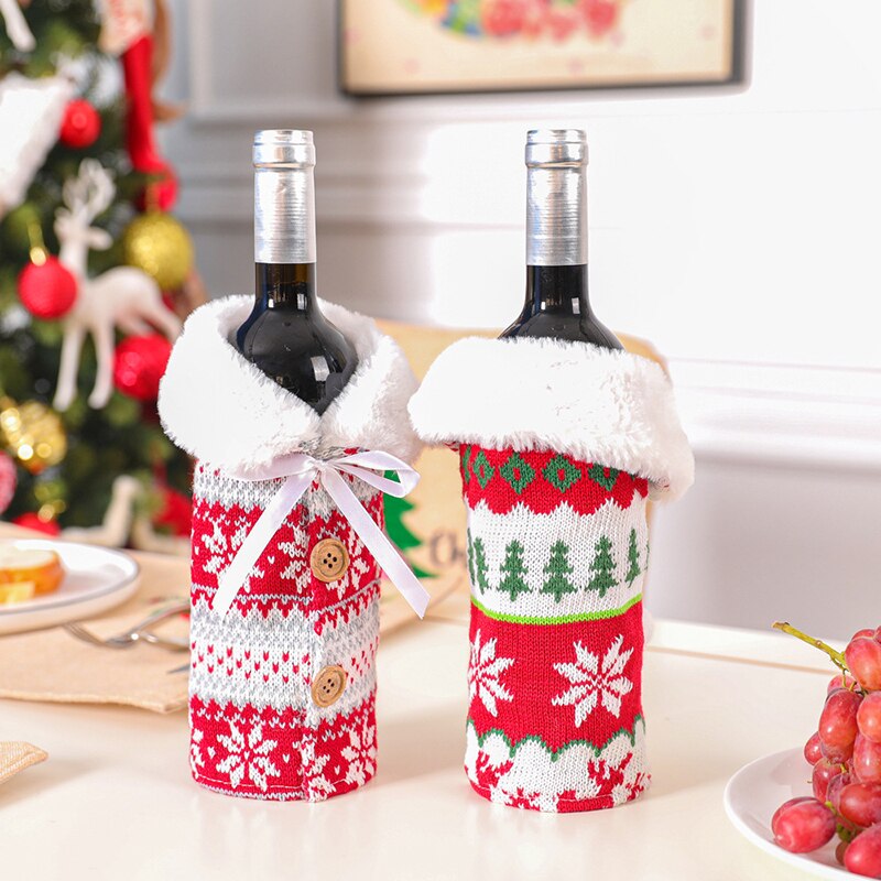 Novelty Rode Wijn Fles Cover Multicolor Mode Kerst Wijnfles Covers Tassen Wijnfles Wrap Gelukkig Nieuwjaar