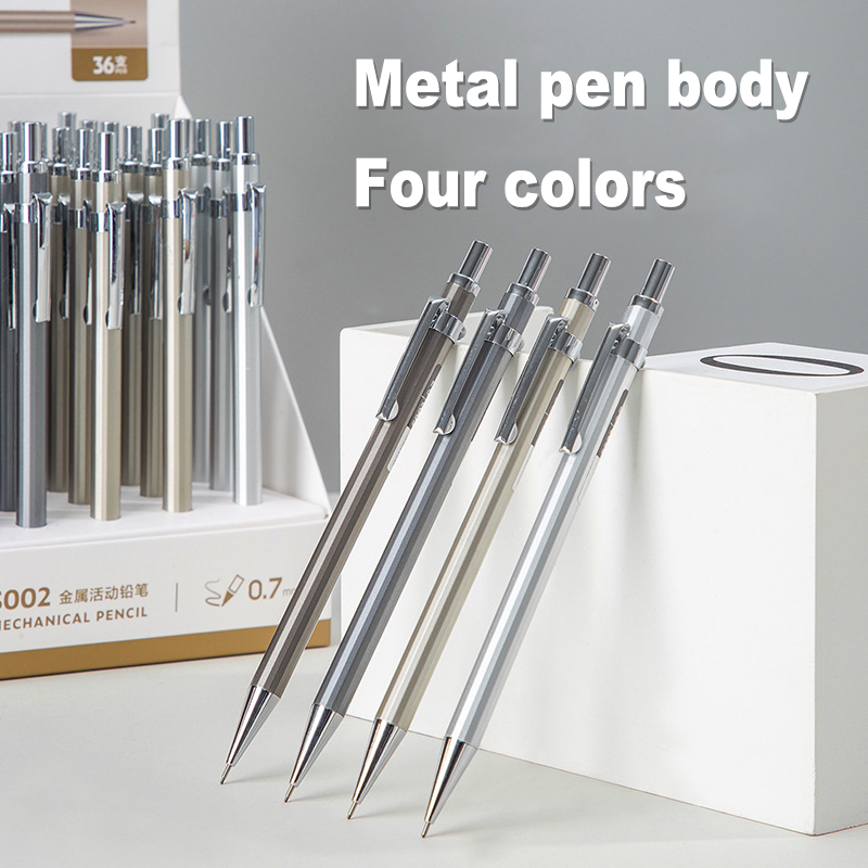 Deli Metal Mechanical Pencil 0.5 0.7mm Lead 2B Drawing Writing Activity Pencils For Artist School And Office Stationeries