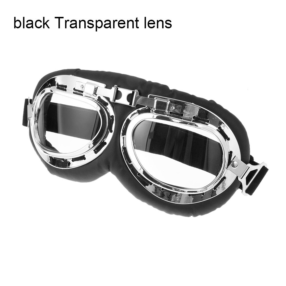 Retro Pilot Goggles Motor Protective Gears Glasses Eye Protection For Motorcycle Cruiser Cafe Scooter Motorcycle Accessories: Transparent Lens 1