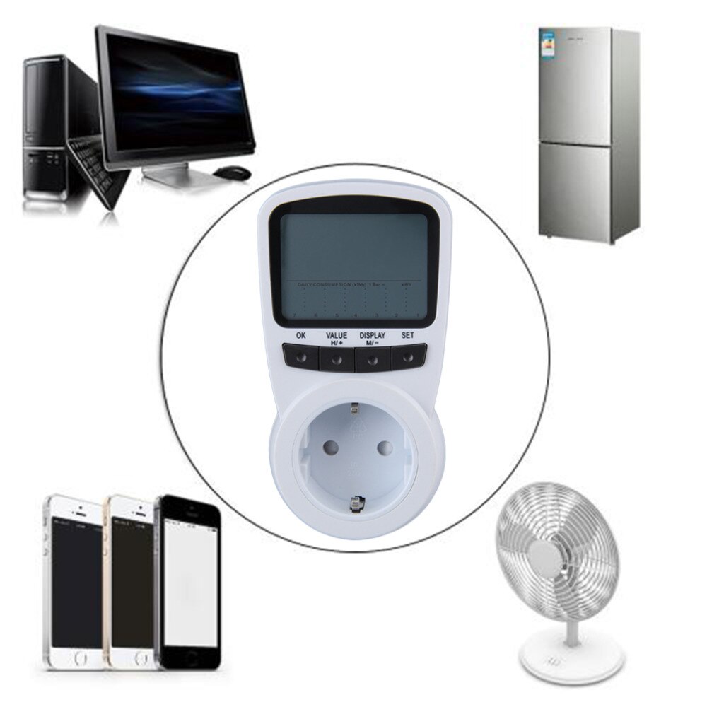 TS-1500 Electronic Energy Meter LCD Energy Monitor Plug-in Electricity Meter for EU Plug Monitor Electronic Energy
