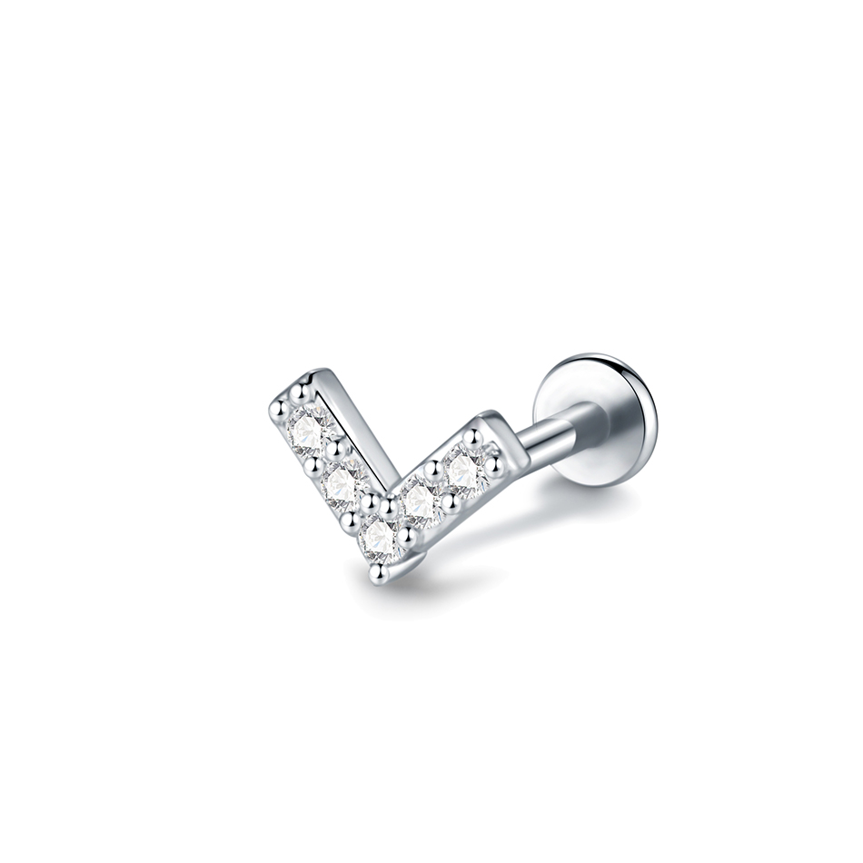 1 pieza de pluma de araña labio Monroe Studs Labret Piercing 16G CZ flor cartílago de la oreja Tragus Daith lóbulo Piercing pendiente para mujeres y hombres: Bañado en rodio de imitación
