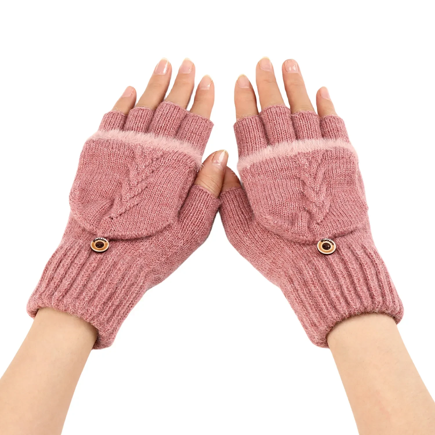 Gants en laine sans doigts pour femmes, tricotés, sans doigts exposés, épais, mitaines chaudes et épaisses pour l'hiver