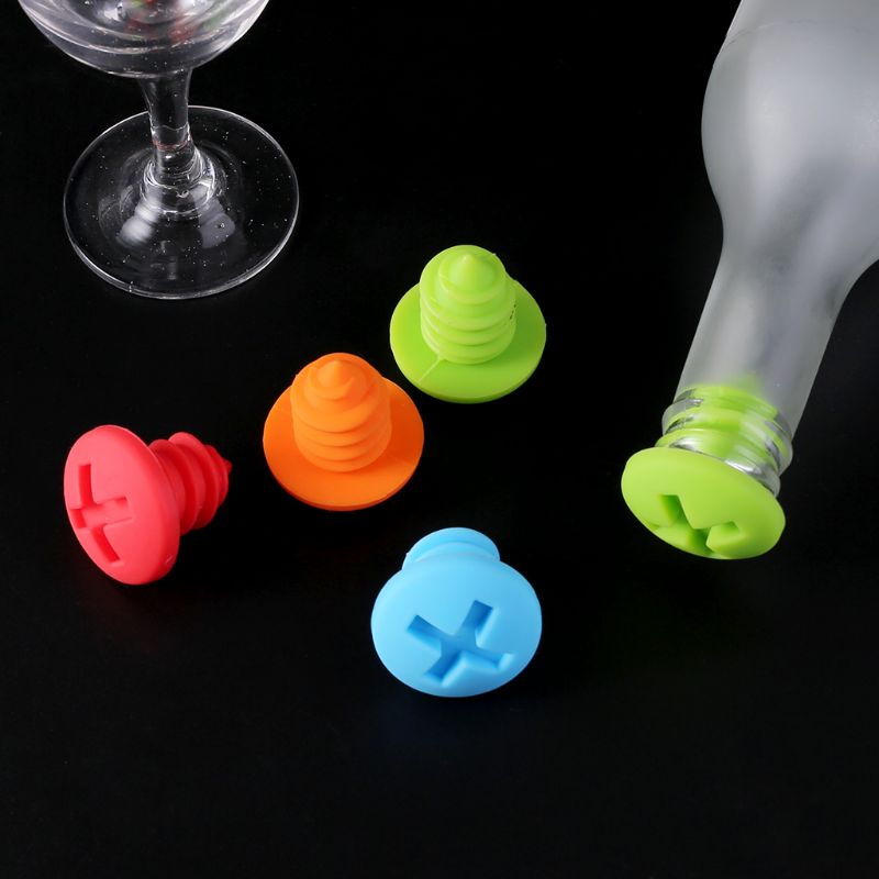 5Pcs Schroef Siliconen Wijnfles Stop Kurk Plug Bar Bar Party Grappige Gadget Gereedschap