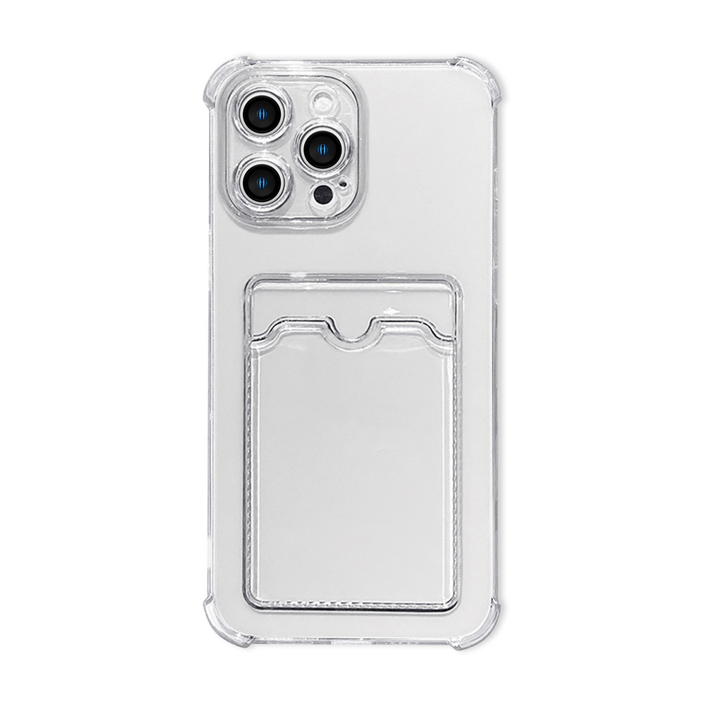 Luksuriøst blødt telefoncover 11 kortholder og gennemsigtigt cover til iphone 15 14 13 12 pro max mini x xs max  xr 7 8 plus se: Abs / Sort