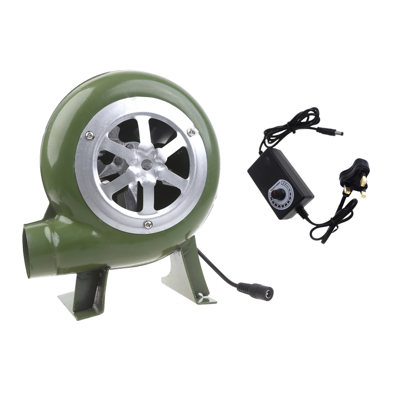 Kraftfull grillfläkt, kolstartare, grillfläkt, rökfläkt, strykjärn, elektrisk fläkt 2900  ac100-240v rpm justerbar, storbritannien: Guld-