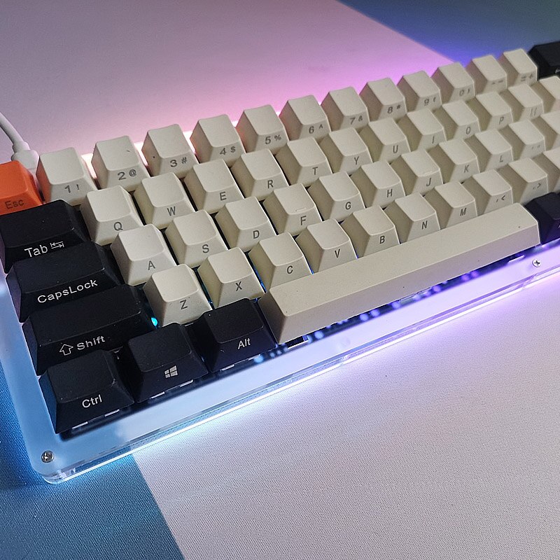 CX60 DIY Mechanical Keyboard Kits Transparent Acrylic Keyboard Case 64 Layout Welding RGB PCB Plate With Down Light