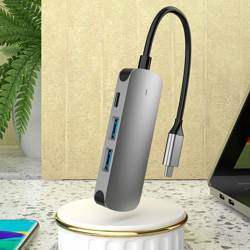 4-in-1 USB C Hub - Type C To 3 USB 2.0 Ports With Charging, OTG Supported For Phones & Laptops